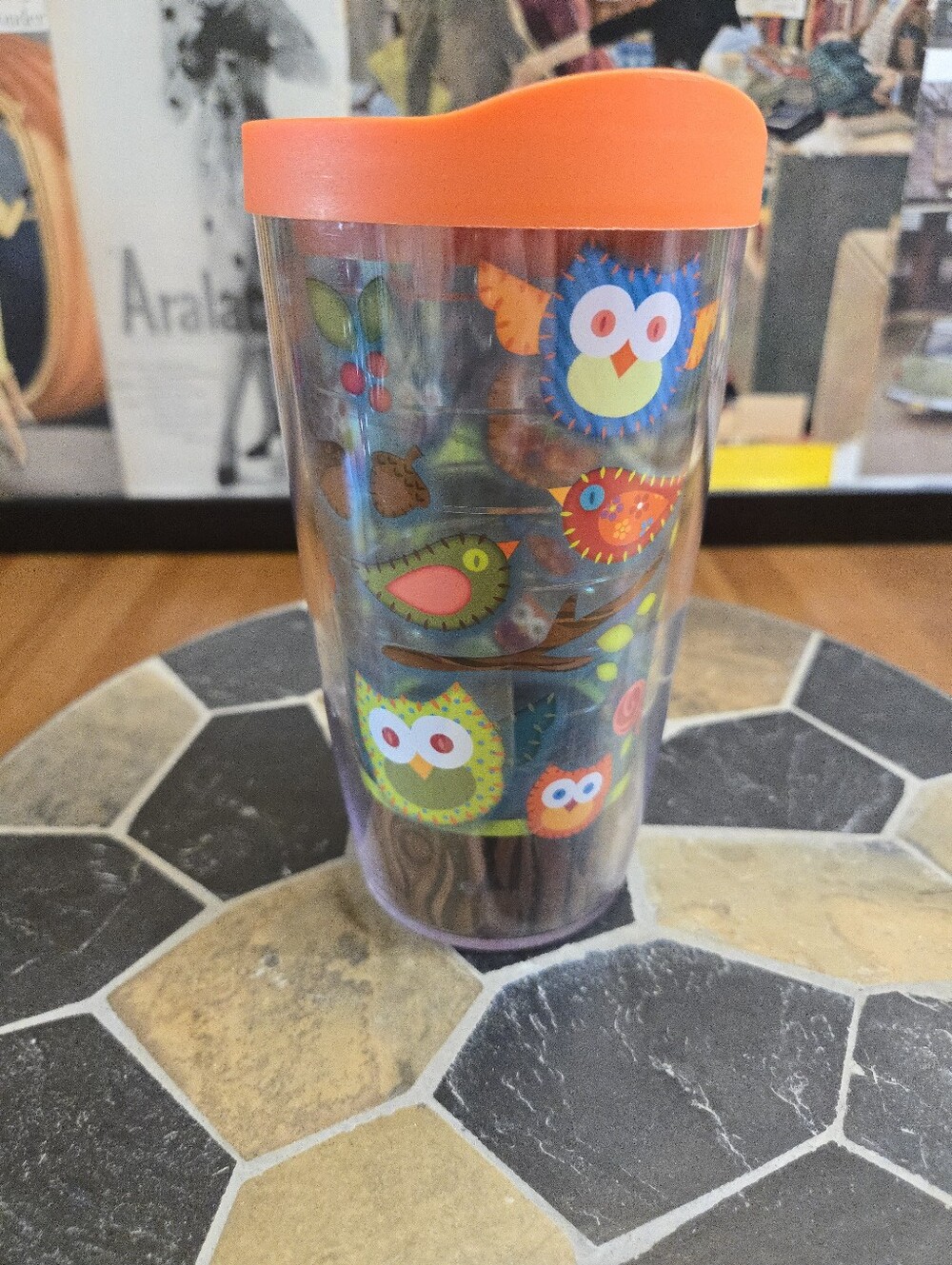 Tervis Owls Travel Cup with Orange Lid - Double Walled Insulated Cup With Lid